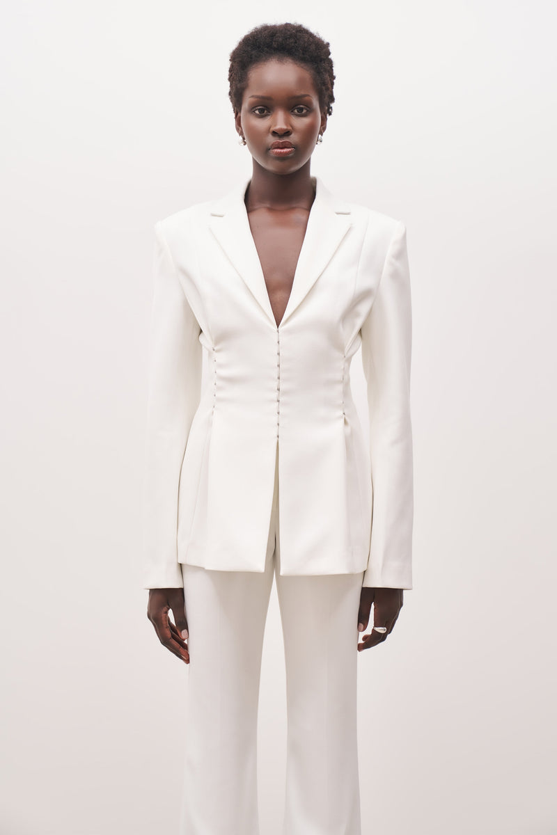 Hook & Eye Hourglass Blazer - White