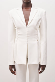 Hook & Eye Hourglass Blazer - White