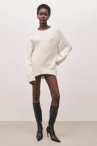 Crew Neck Alpaca Blend Jumper - Cream