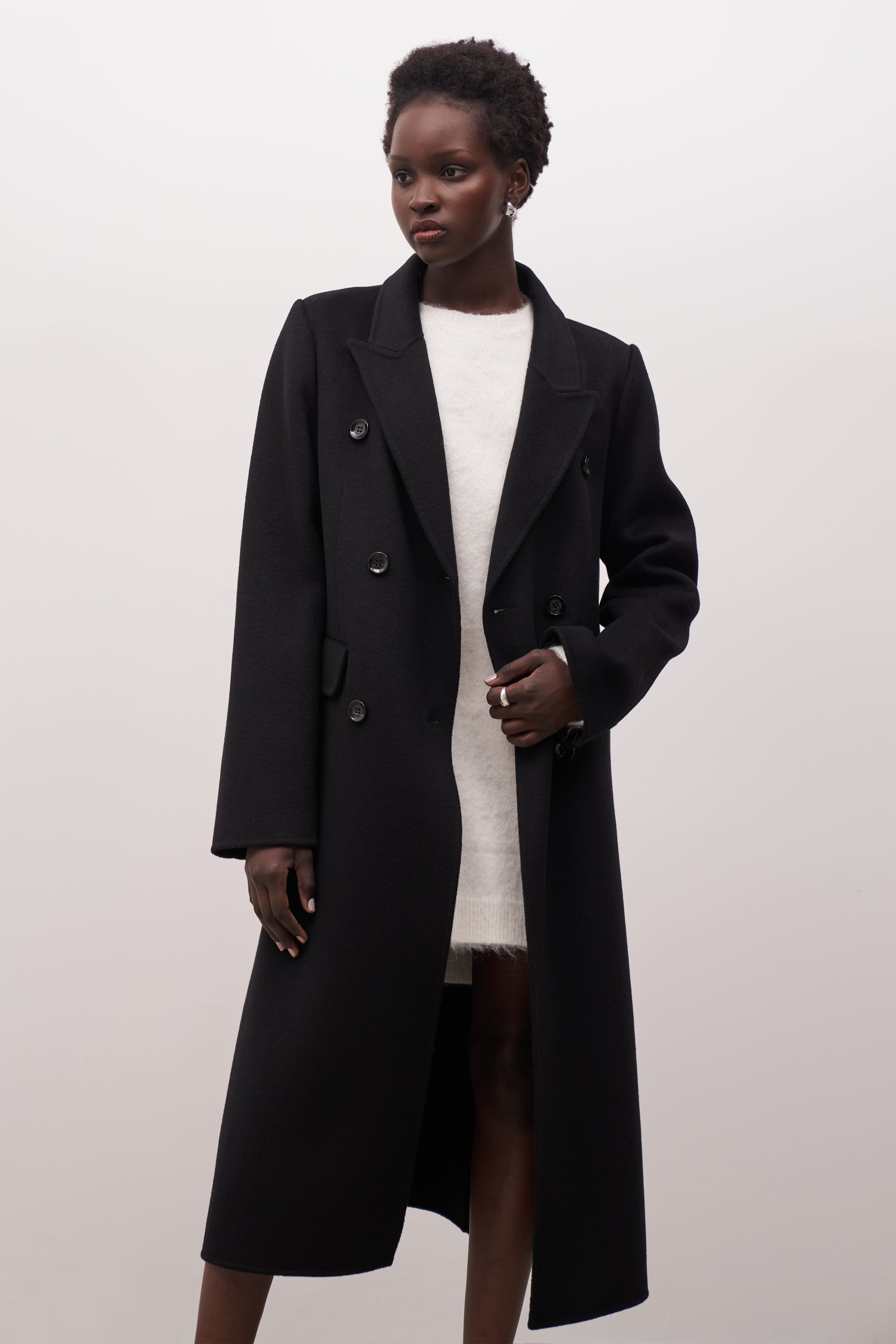 Double Faced Wool Dinner Coat - Black