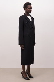 Double Faced Wool Dinner Coat - Black