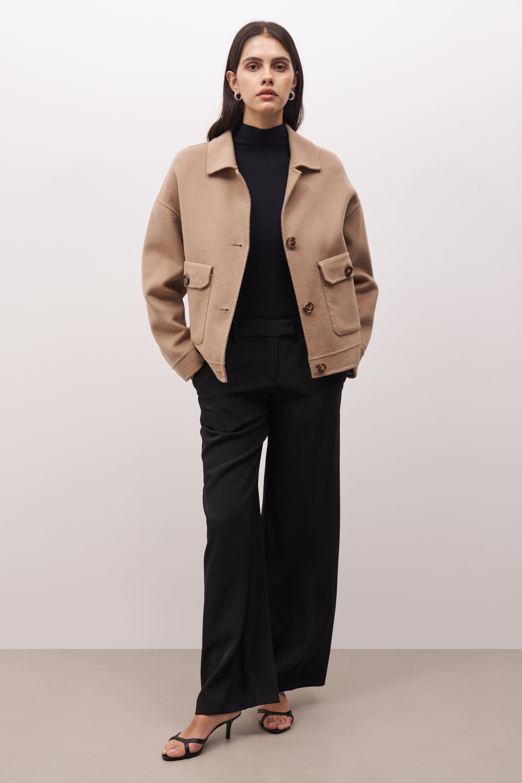 Double Faced Wool Masculine Jacket - Camel