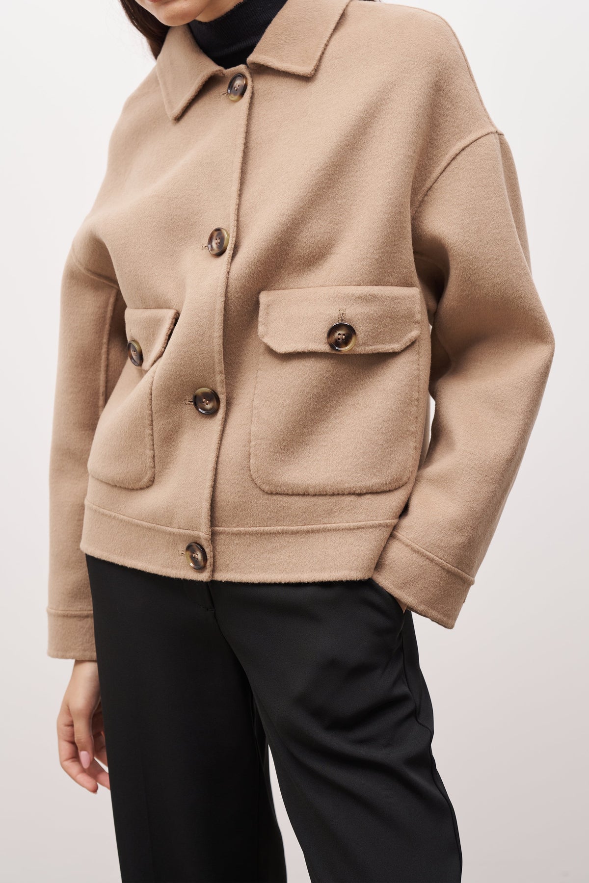 Double Faced Wool Masculine Jacket - Camel