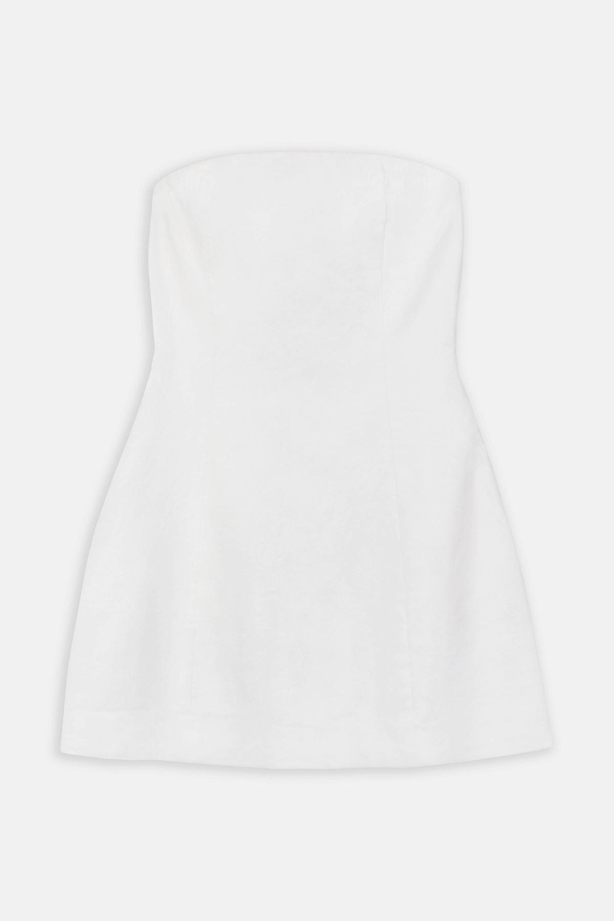 Strapless Linen A Line Mini Dress - White