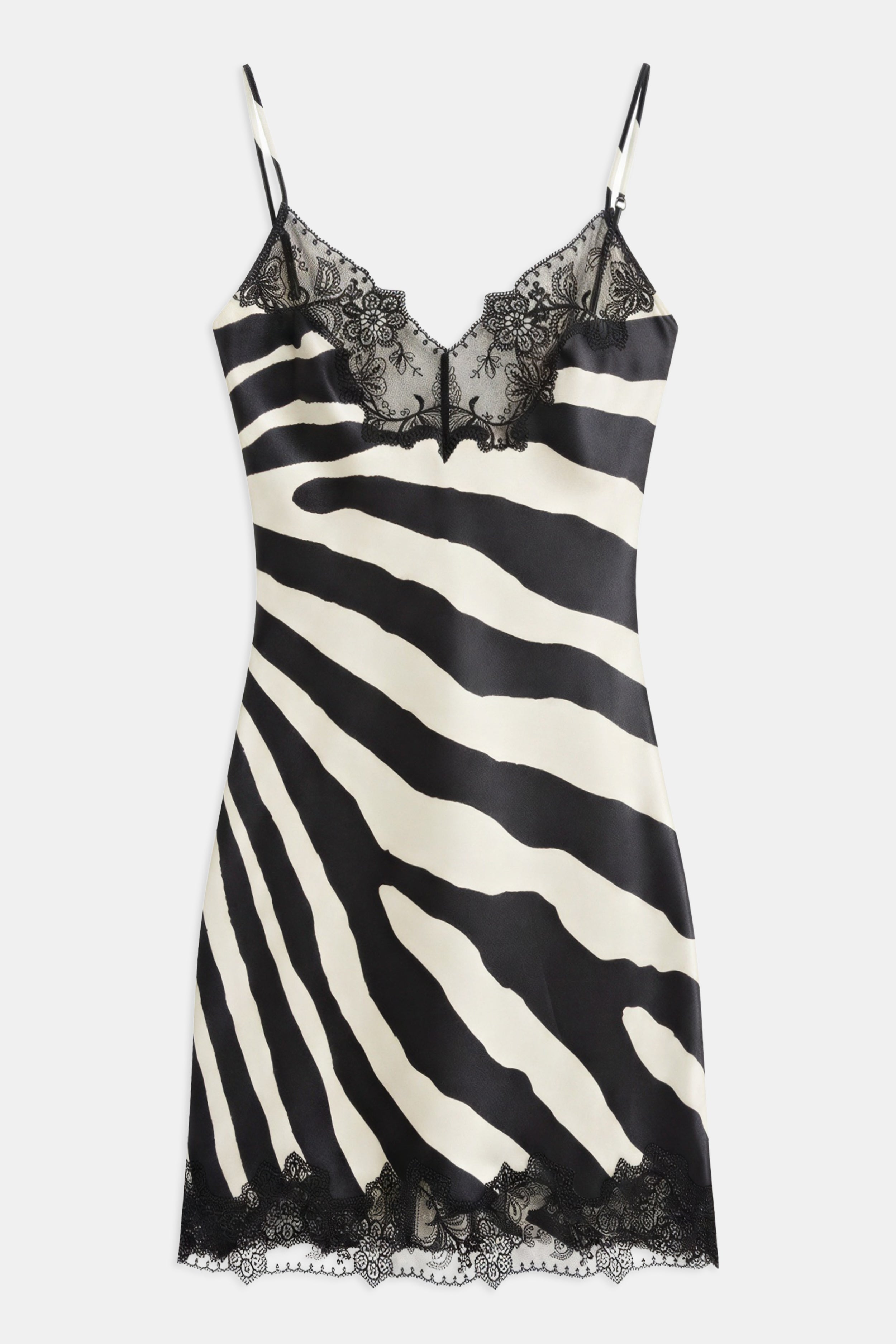 Satin Lace Detail Camisole Mini Dress - Abstract Zebra | BOA US