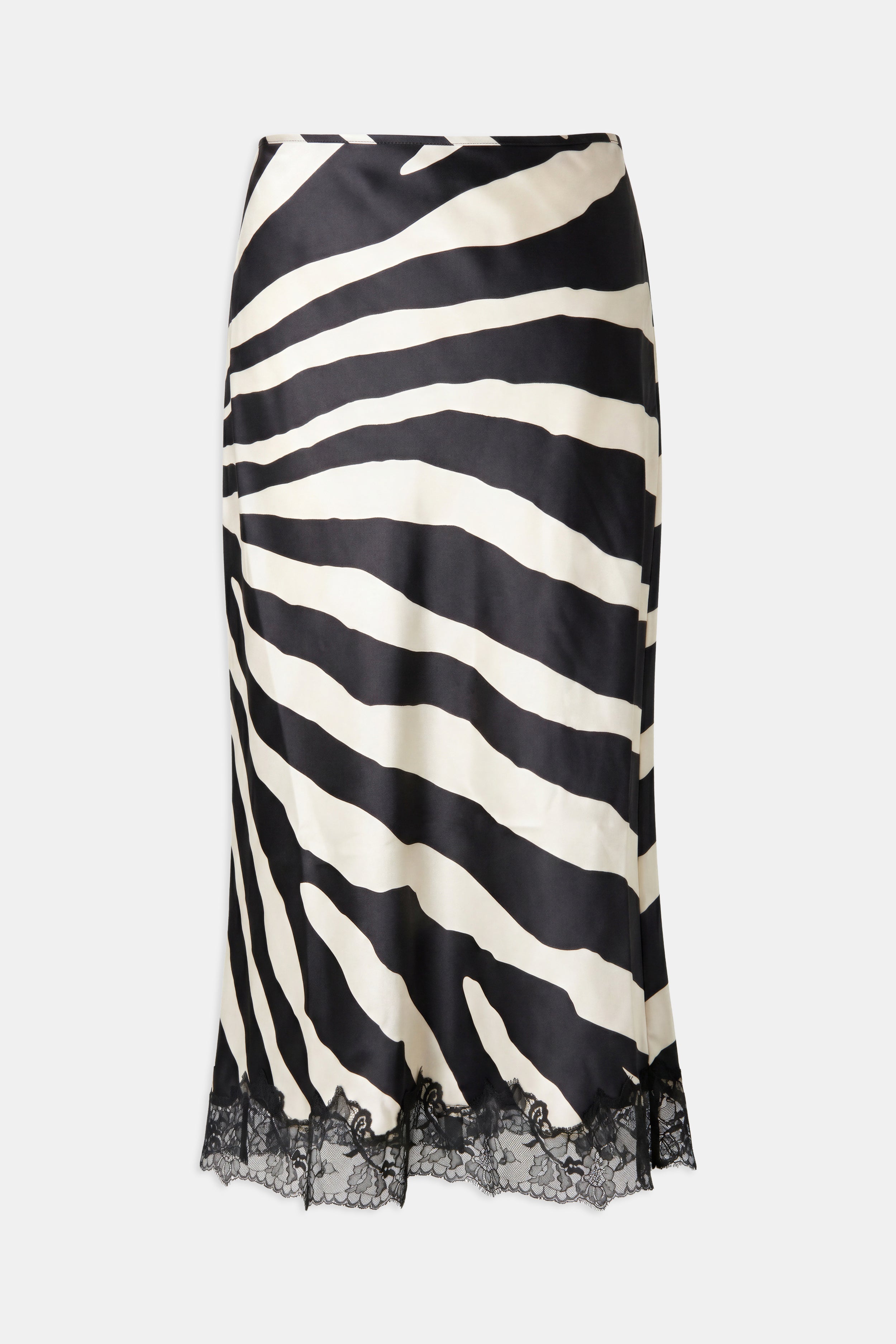 Satin Lace Detail Midi Skirt - Abstract Zebra | BOA US