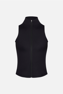 Base Sculpting Sleeveless Zip Up Jacket - Black