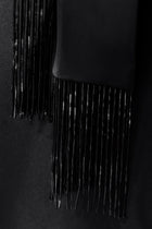 Plunging Knot Detail Gown with Fringing - Black