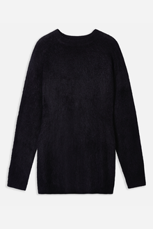 Soft Brushed Crew Neck Jumper Dress - Black