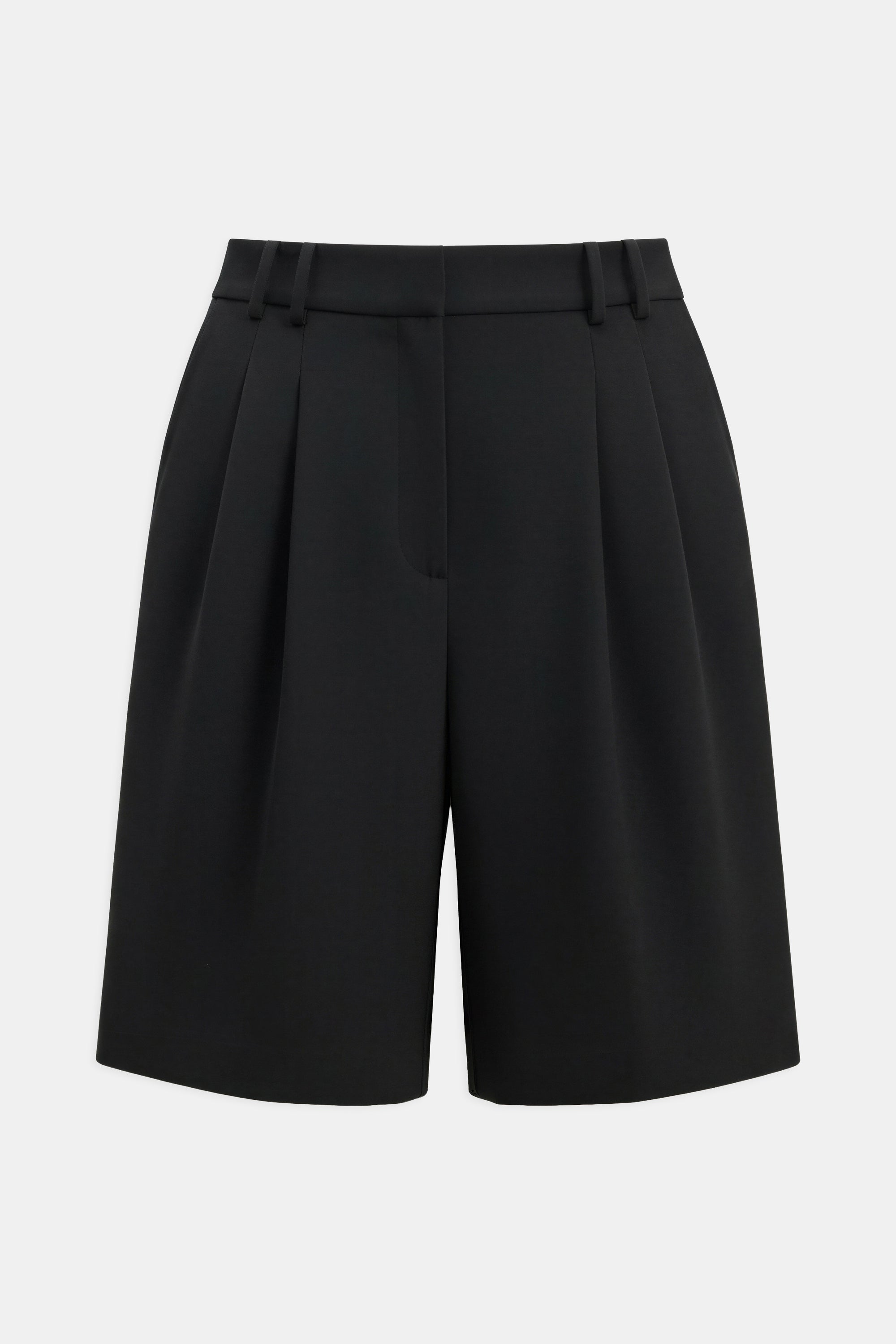 Effortless Pleated Longline Shorts - Black