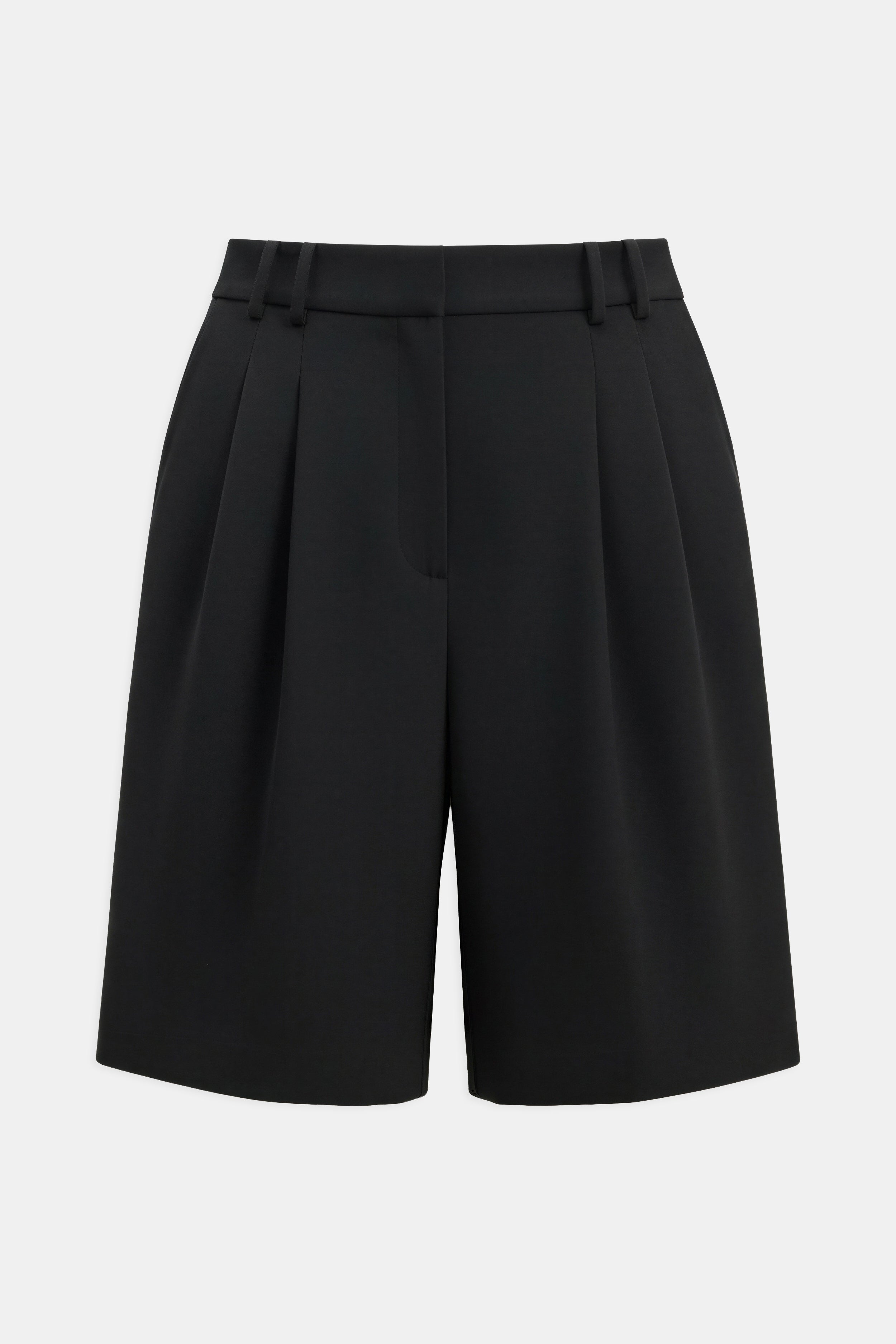Effortless Pleated Longline Shorts - Black