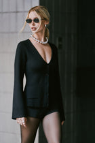 V Neck Hourglass Cardigan  - Black