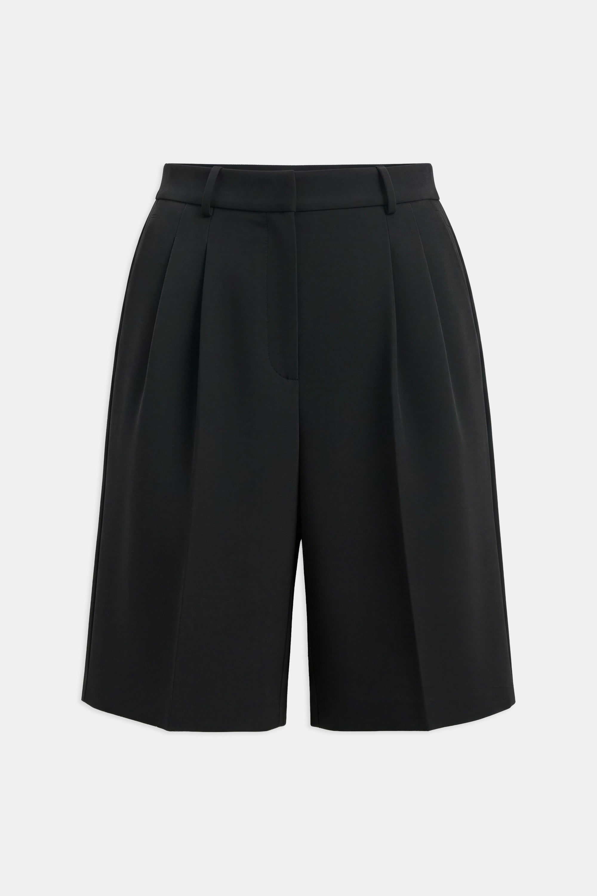 Satin Detail Longline Shorts - Black