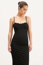Tailored Bustier Maxi Dress - Black