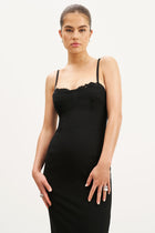 Tailored Bustier Maxi Dress - Black