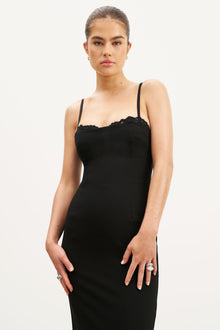 Tailored Bustier Maxi Dress - Black