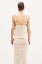 Crochet Knit Plunging Cami Top - Cream