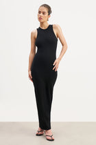 Heavy Ribbed Racer Maxi Dress - Black