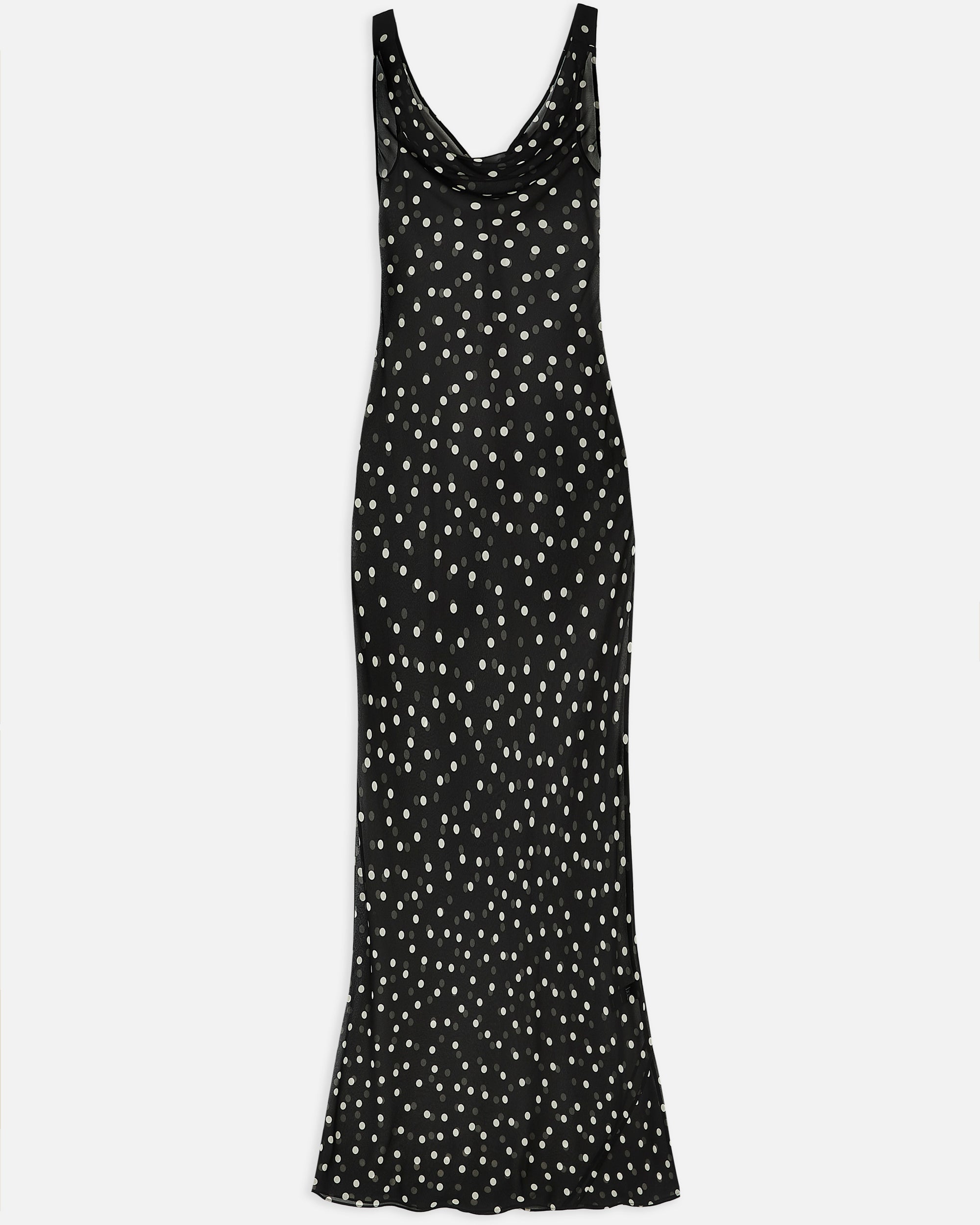 chinese dress ladies Chiffon Cowl Neck Gown - Maxi Polka Dot