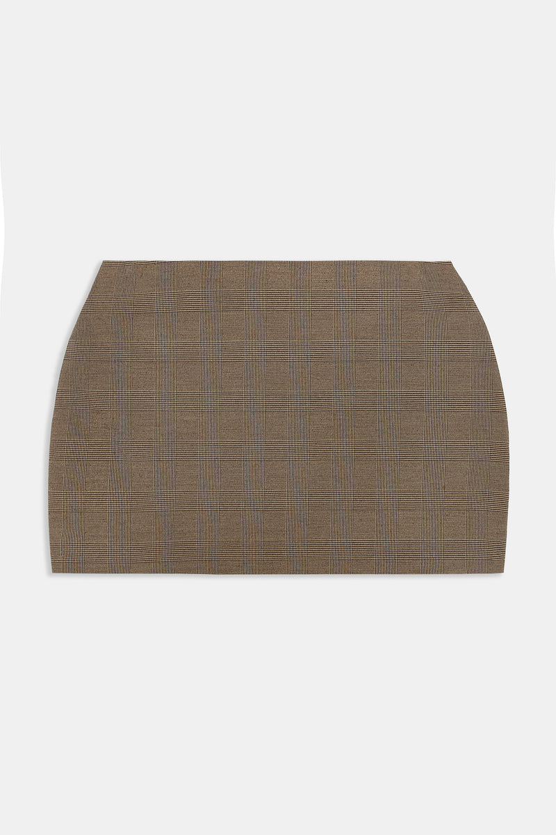 Clean Cut Micro Skirt - Carob Check