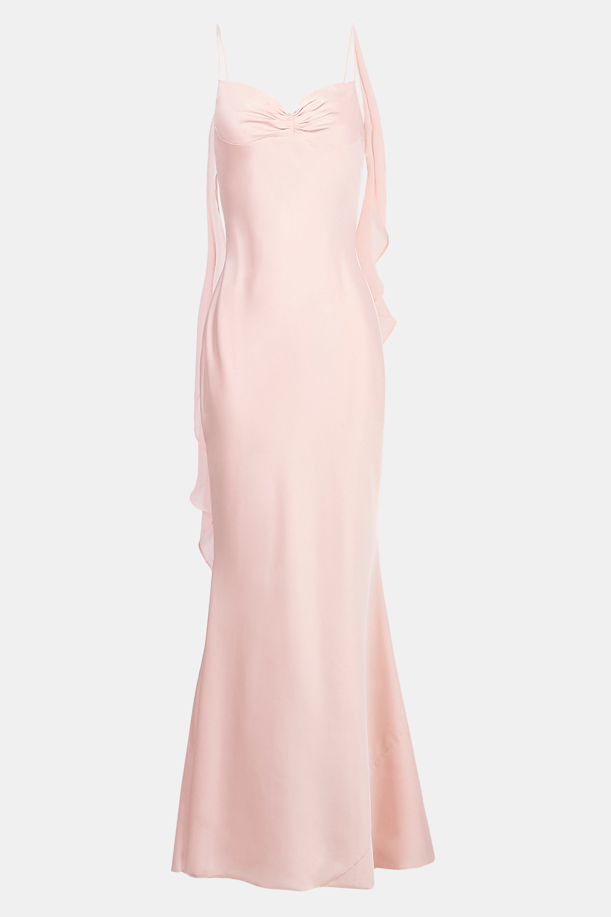 Ruched Bust Satin Slip Dress - Blush