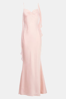 Ruched Bust Satin Slip Dress - Blush