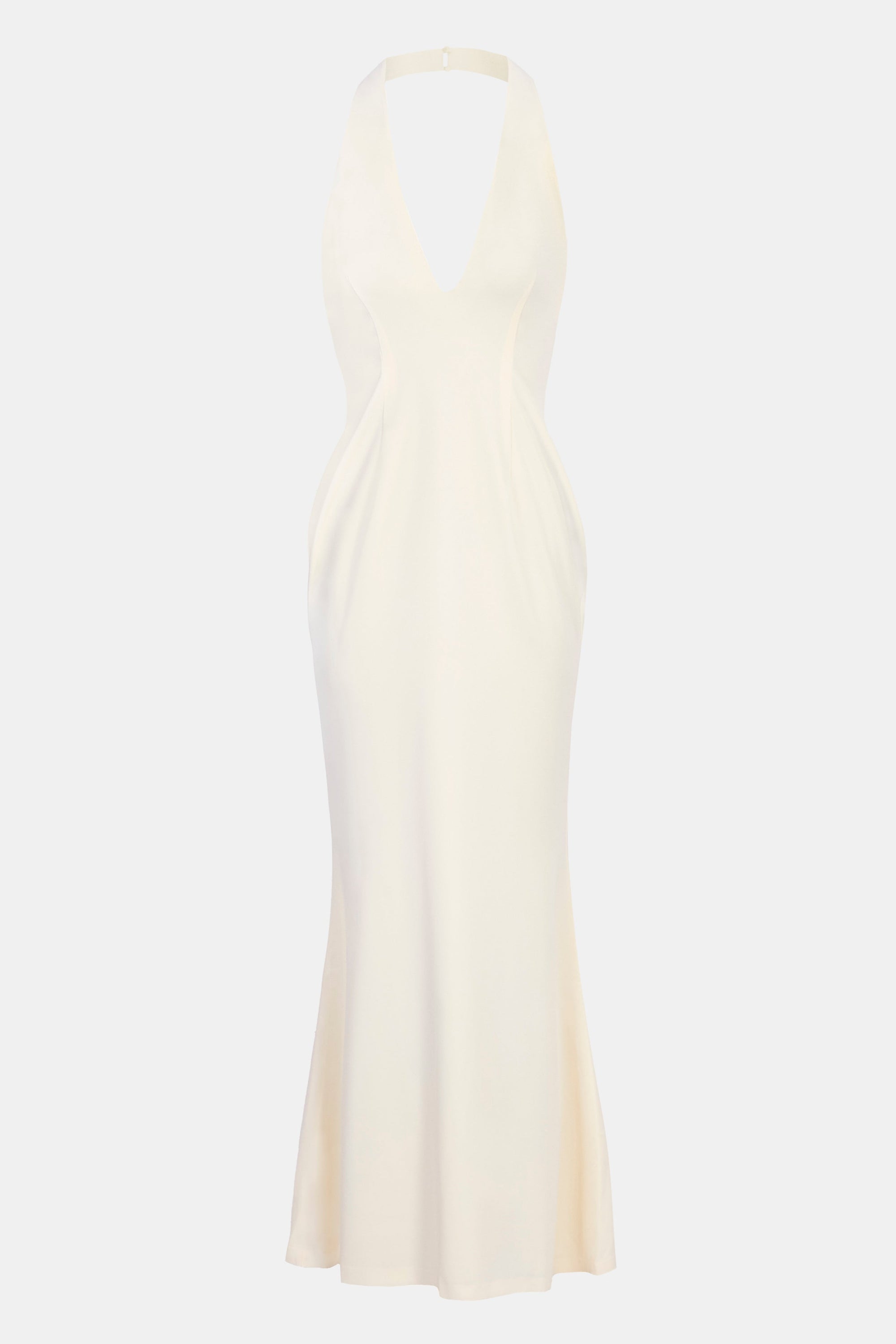 white christmas dresses Plunging V Neck Halter Gown - Cream white christmas dresses Plunging V Neck Halter Gown - Cream