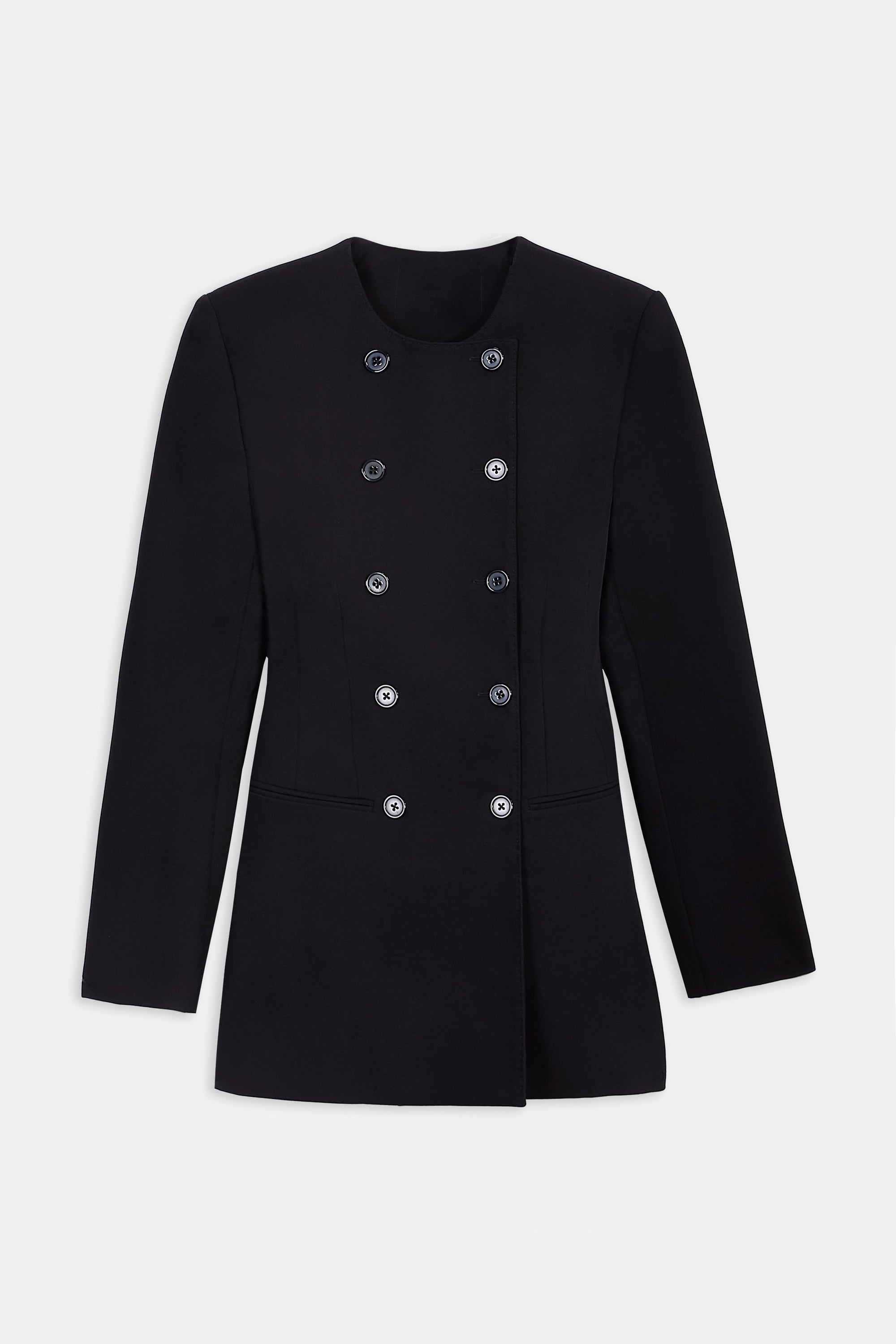 Tailored Collarless Blazer Dress - Black | BOA US Tailored Collarless Blazer Dress - Black | BOA US