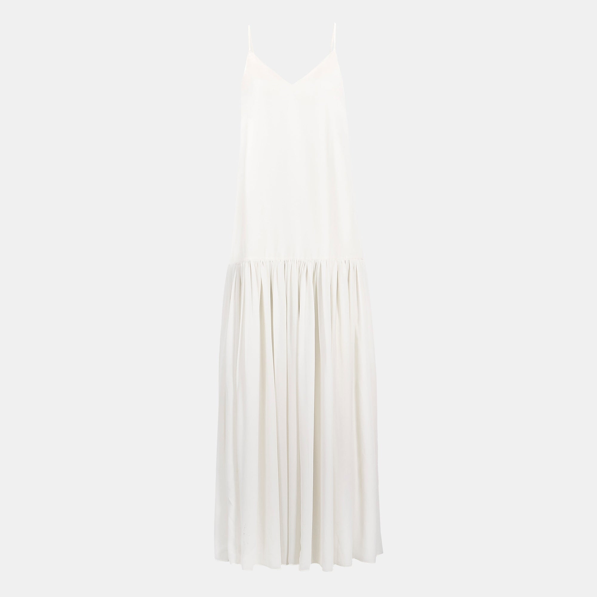 white drop waist pleated dress Vestido Mini Rue Pleated Drop Waist - Crema