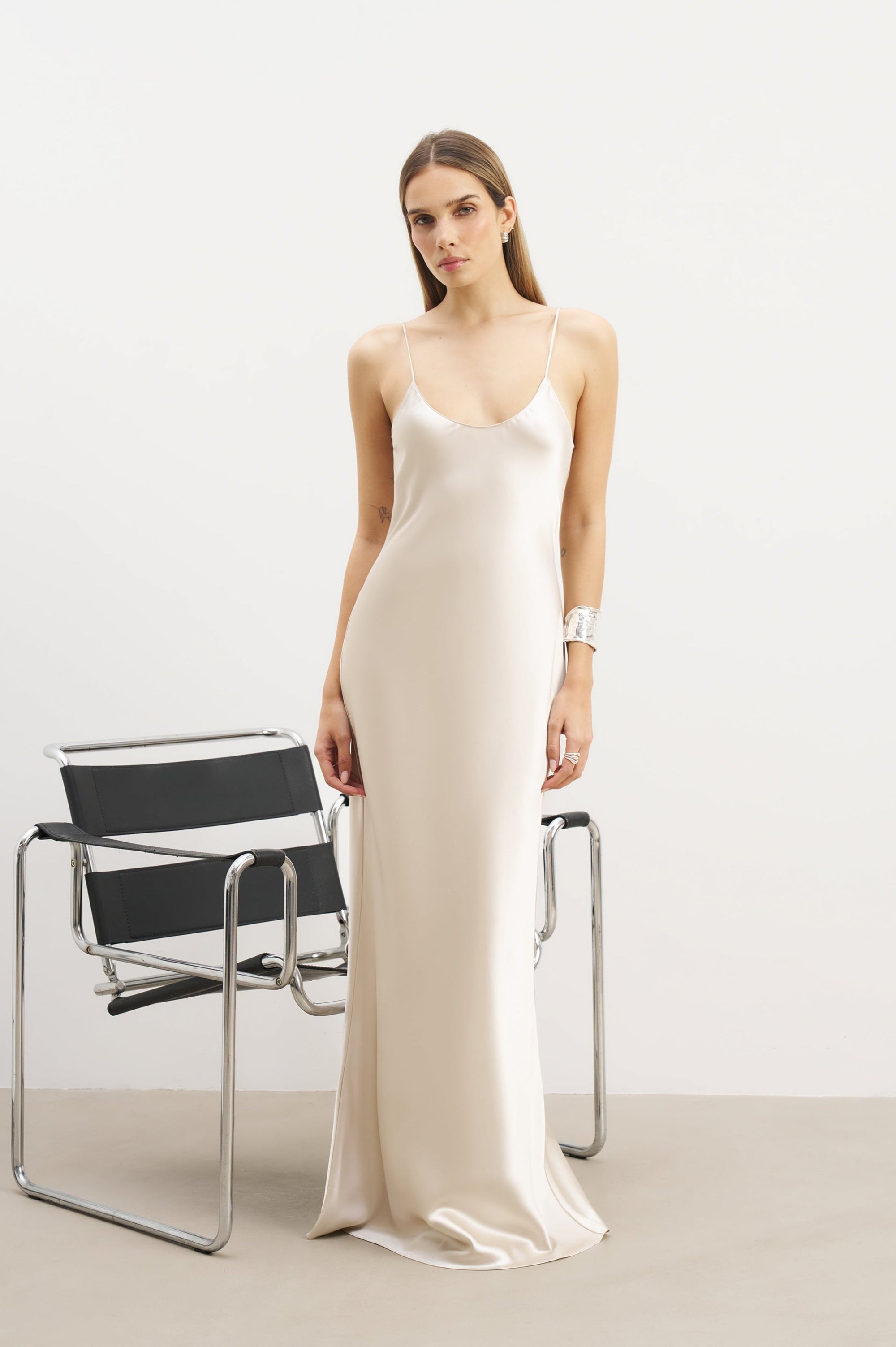 Satin Scoop Neck Camisole Maxi Dress - Champagne | BOA US Satin Scoop Neck Camisole Maxi Dress - Champagne | BOA US