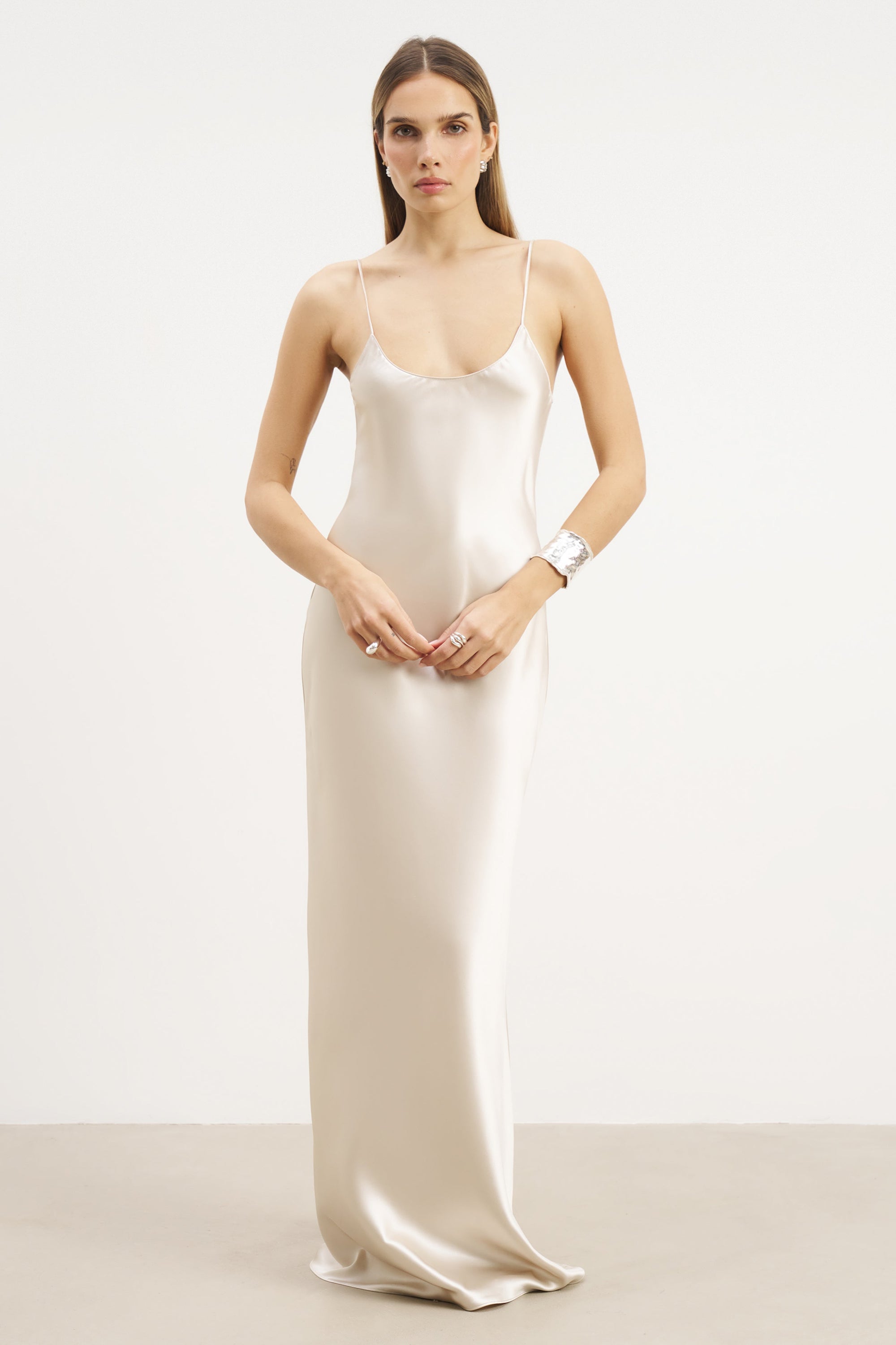 Satin Scoop Neck Camisole Maxi Dress - Champagne | BOA US Satin Scoop Neck Camisole Maxi Dress - Champagne | BOA US