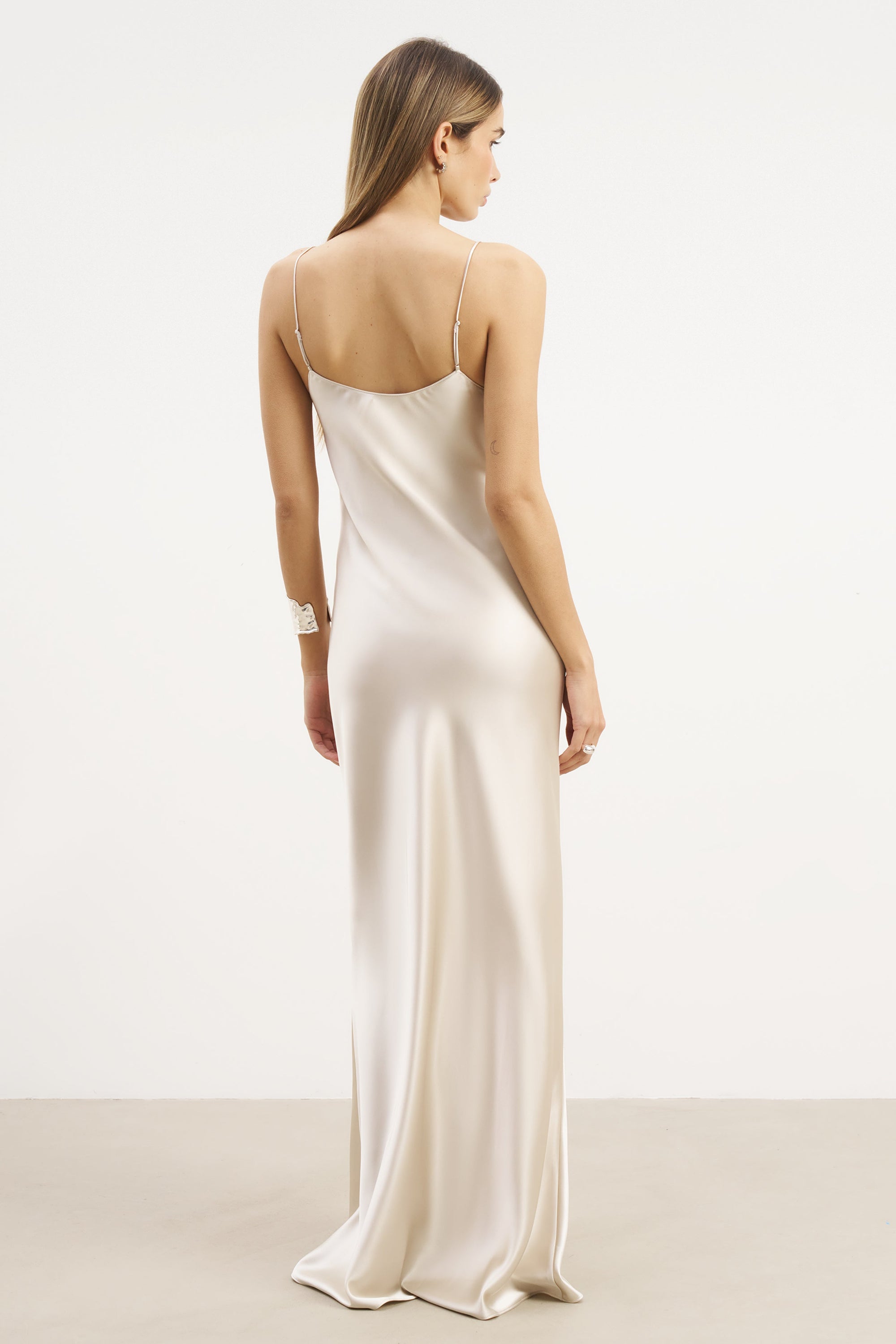 champagne cami dress Double Straps Satin Cami Dress in Champagne