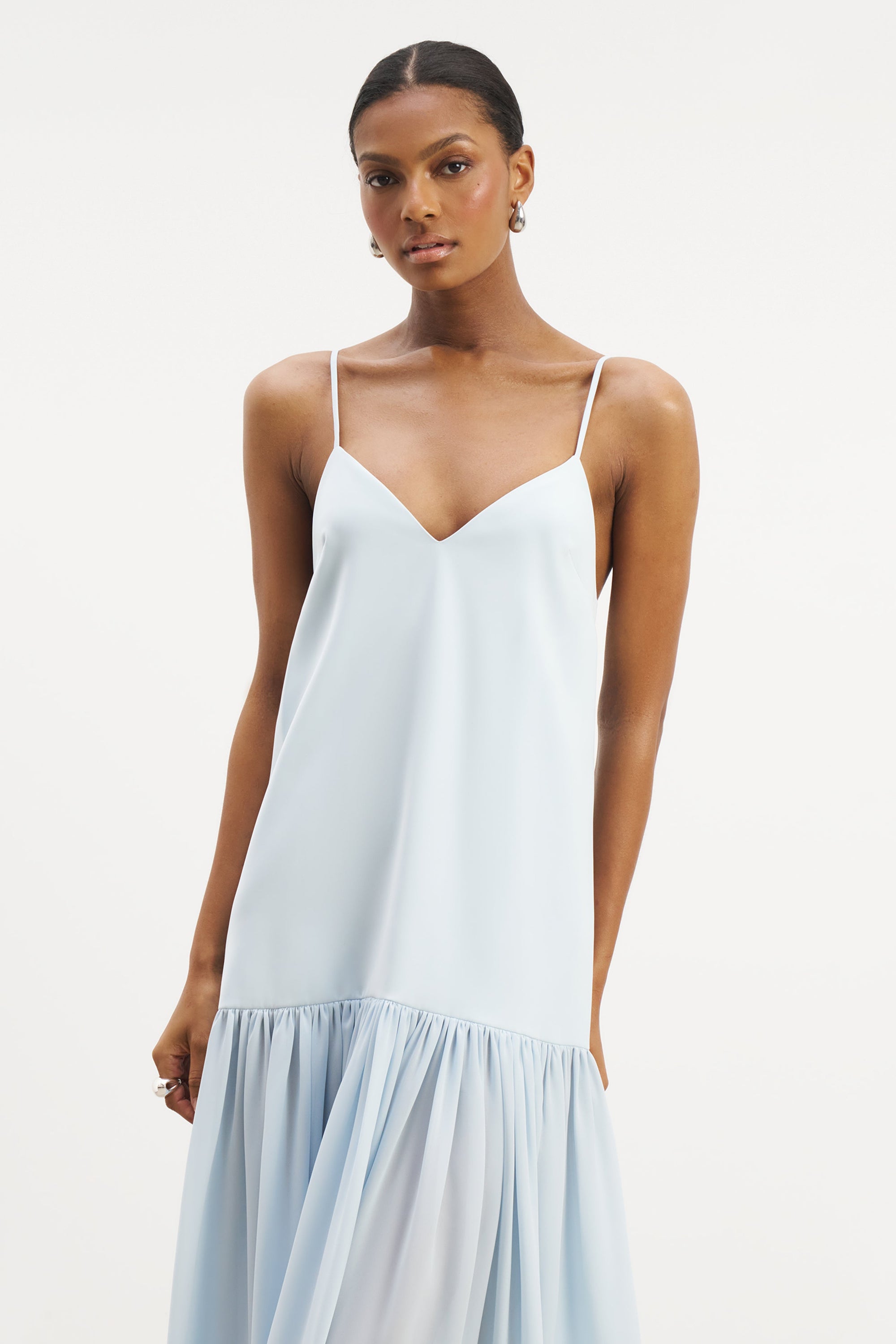 Flowing Dropped Waist Maxi Dress - Powder Blue | BOA US Flowing Dropped Waist Maxi Dress - Powder Blue | BOA US