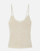 Crochet Knit Plunging Cami Top - Cream