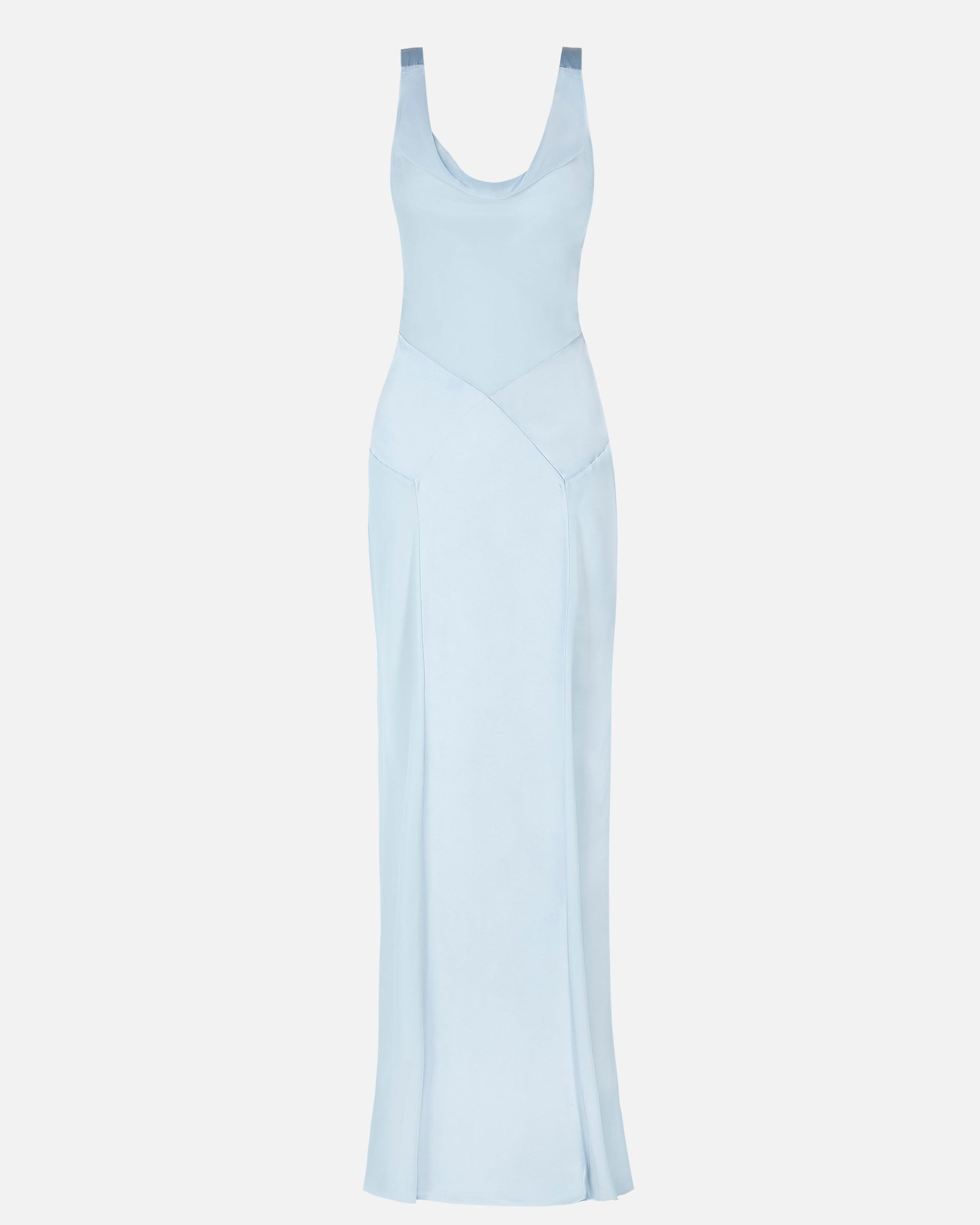 Sheer Chiffon Cowl Neck Satin Panel Gown - Powder Blue | BOA US Sheer Chiffon Cowl Neck Satin Panel Gown - Powder Blue | BOA US