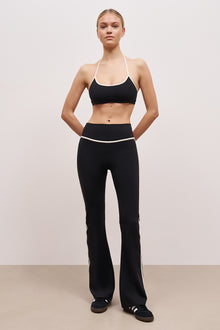 Base Contrast Trim Halter Cami Bra - Black/Tofu