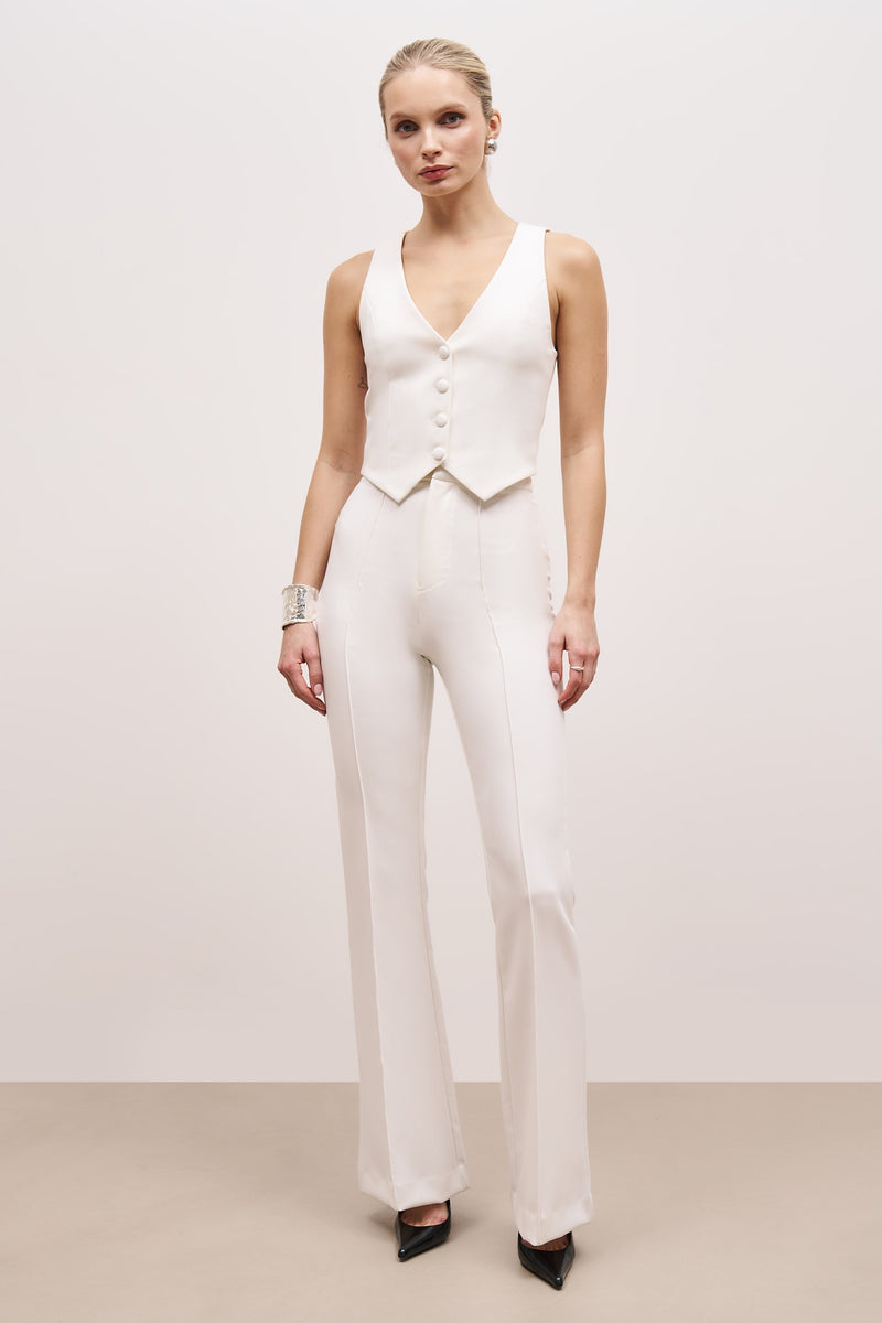 Wide Leg Suit Trousers - White