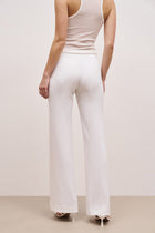 Pin Tuck Tailored Straight Leg Trousers - White