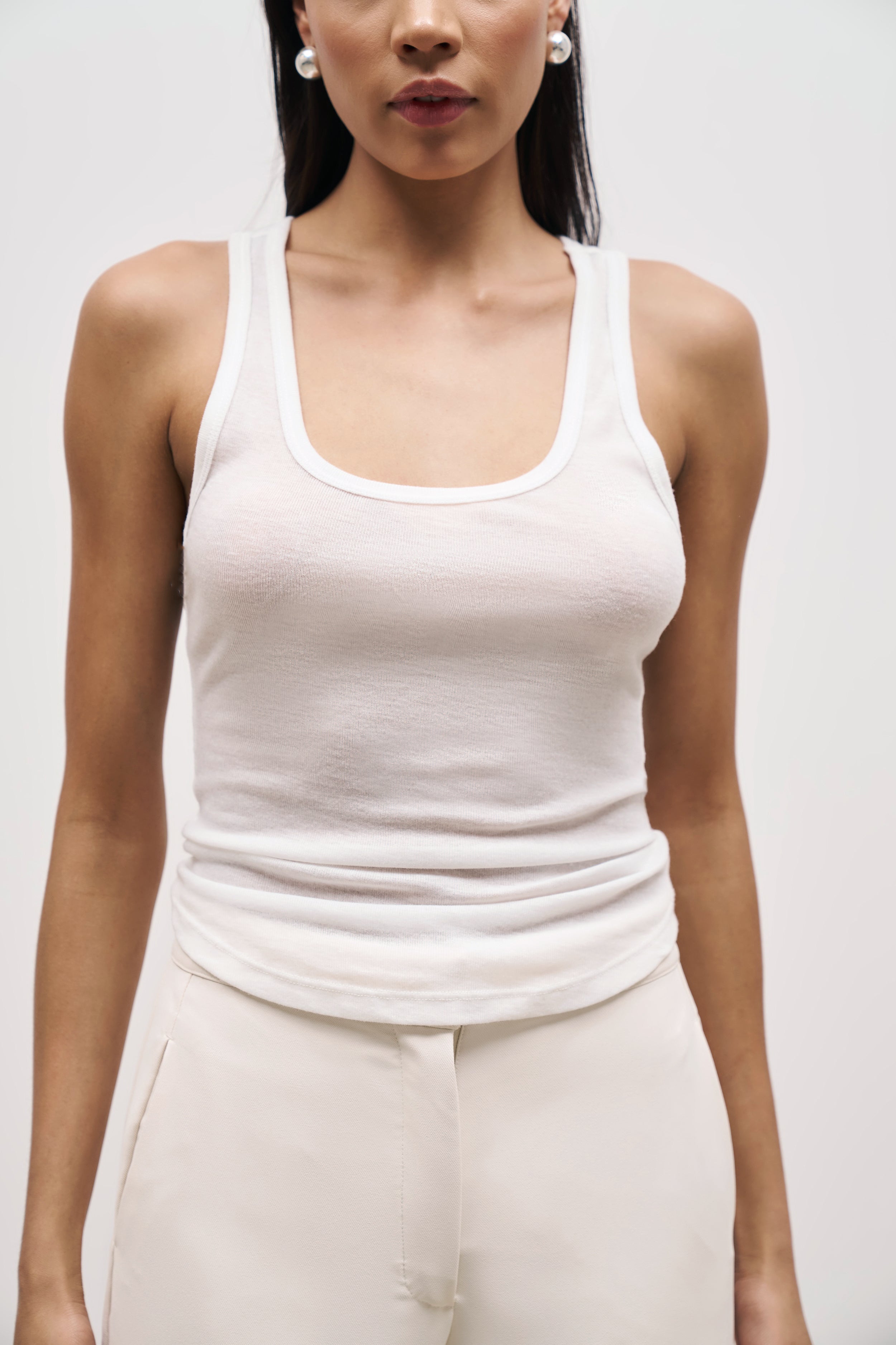◆BADBLOOD◆ One Thing Camisole White w-tnk23-039 Semi Sheer Tank Top - White | BOA US