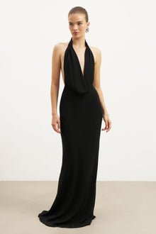 Chiffon Plunging Cowl Neck Maxi Dress - Black | BOA US Chiffon Plunging Cowl Neck Maxi Dress - Black | BOA US