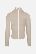 Base Contrast Trim Zip Up Jacket - Taupe/Tofu