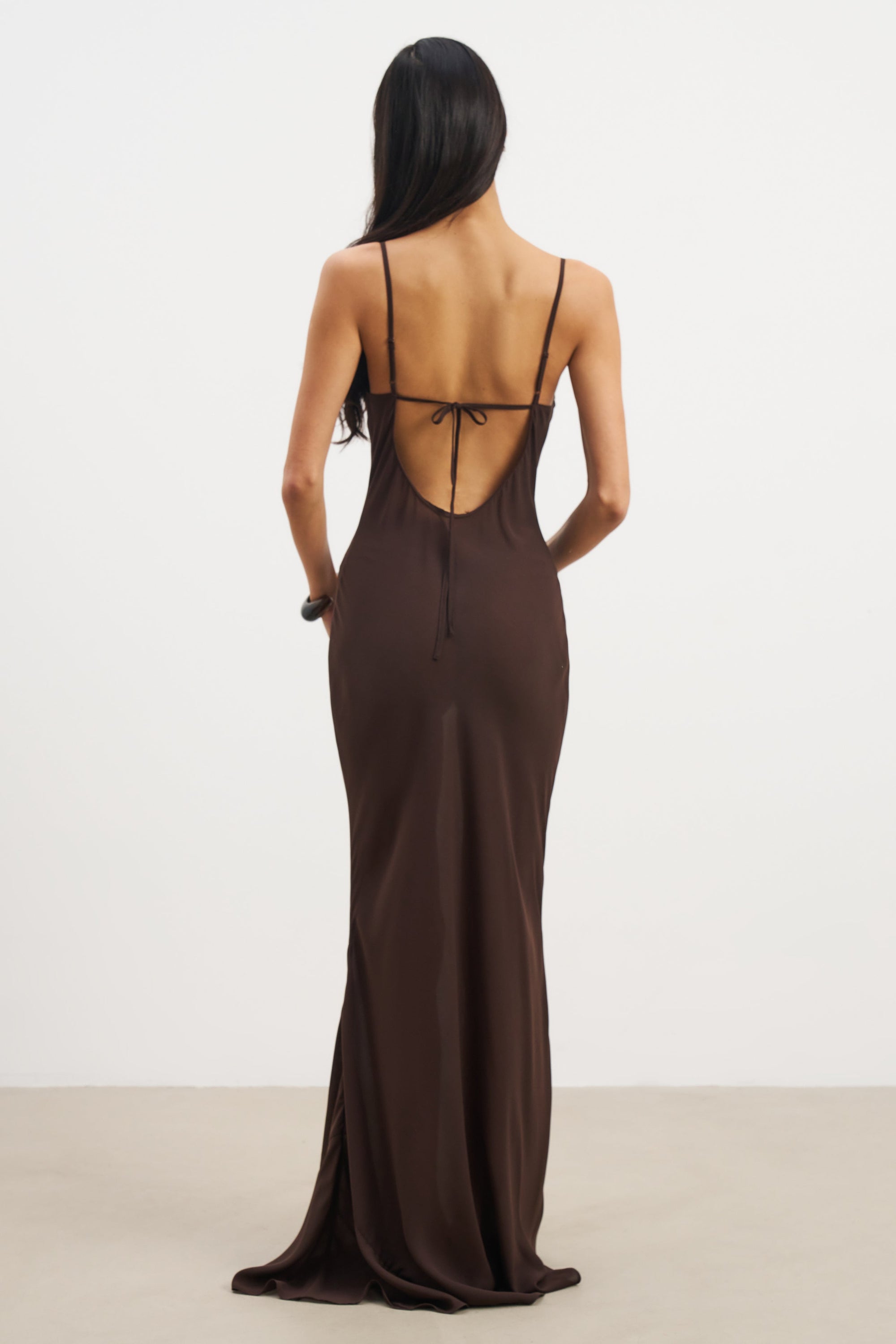 Sheer Ruched Chiffon Maxi Dress - Carob | BOA US Sheer Ruched Chiffon Maxi Dress - Carob | BOA US