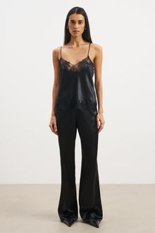 Satin Lace Detail Camisole - Black