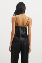 Satin Lace Detail Camisole - Black