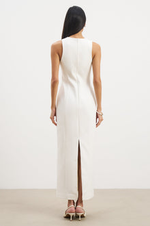 Tailored Button Down Maxi Dress - White