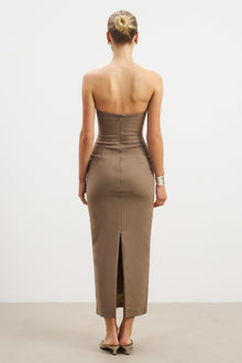 Strapless Ruched Midaxi Dress - Latte