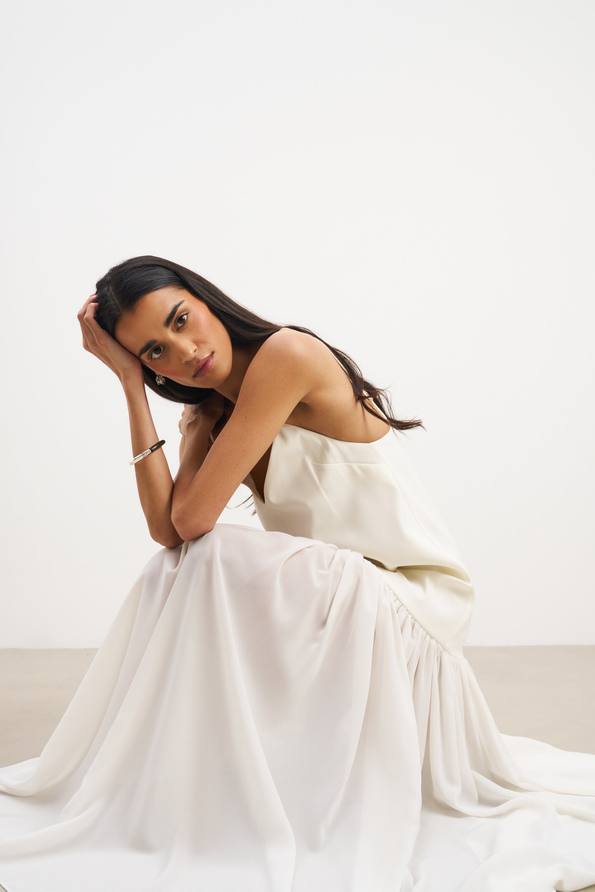 Flowing Dropped Waist Maxi Dress - Cream | BOA US Flowing Dropped Waist Maxi Dress - Cream | BOA US