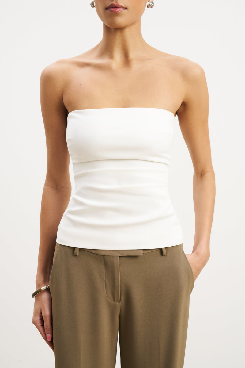 Tailored Ruched Bodice - White