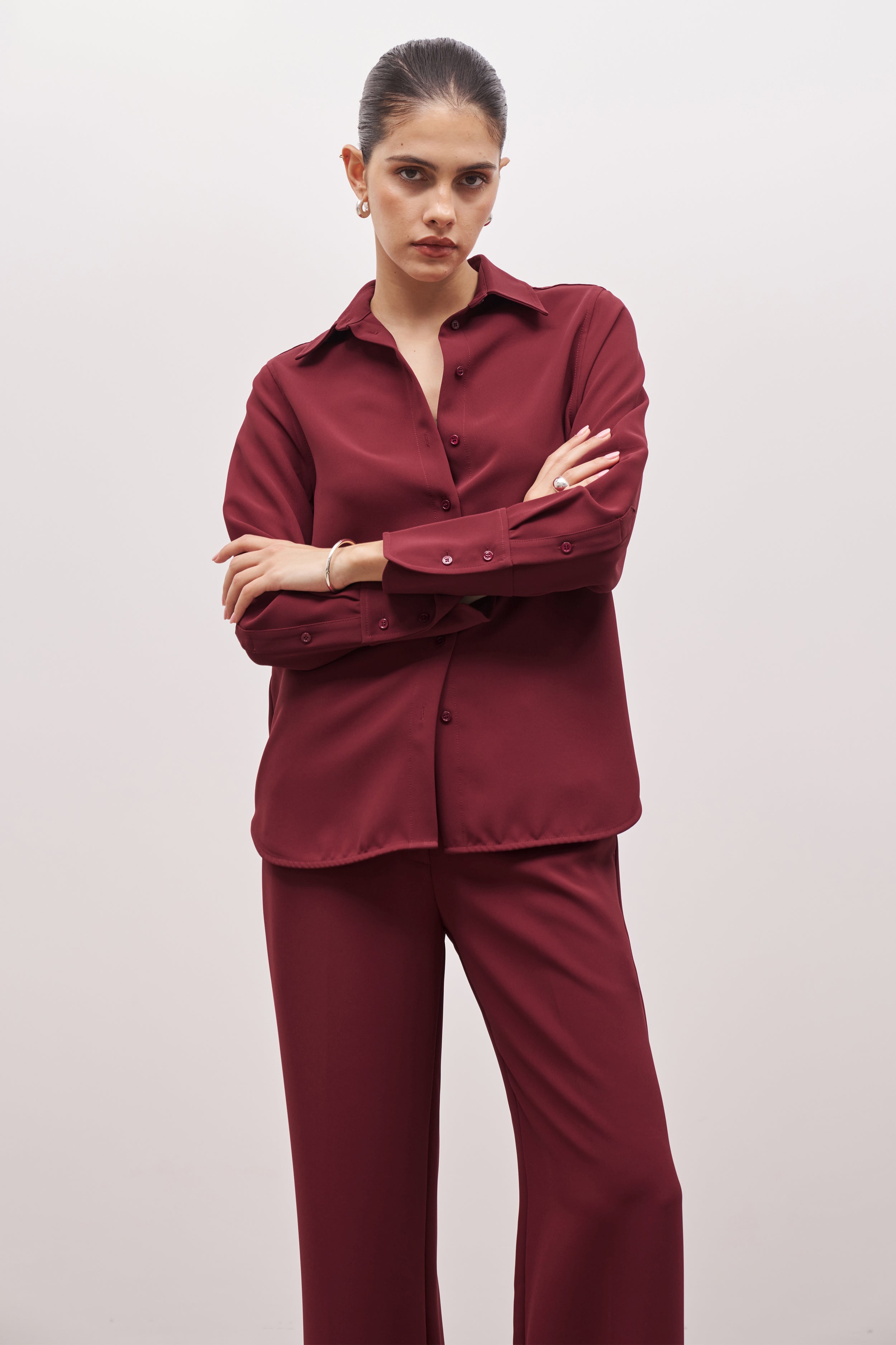 Effortless Oversized Shirt - Burgundy