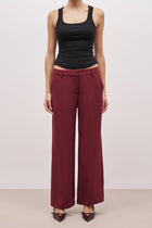 Draped Mid Rise Trousers - Burgundy